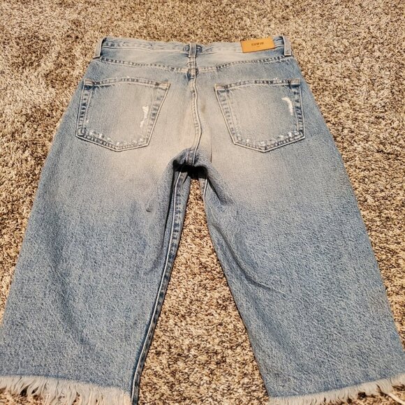 Edwin Cai Cutoff Jean Shorts Light Blue Distressed 25 - Picture 3 of 4